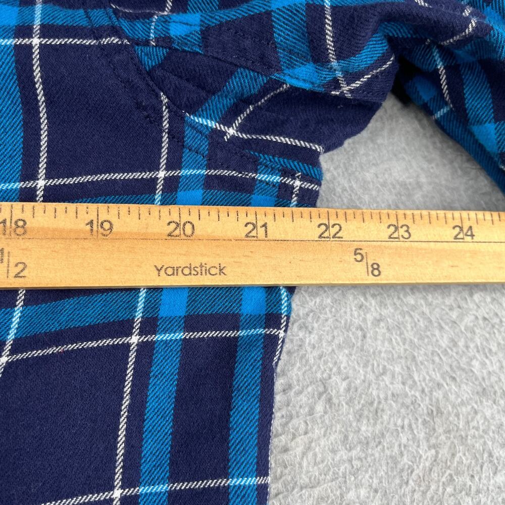 Duluth Trading Co Long Sleeve Button Down Shirt Womens Large Blue Plaid Roll Tab - Picture 11 of 15